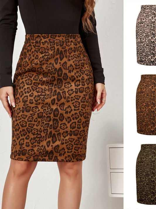 Leopard print bodycon skirt